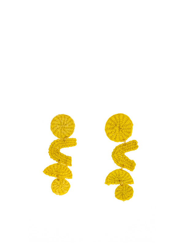 Yellow Geometric Toquilla Earrings